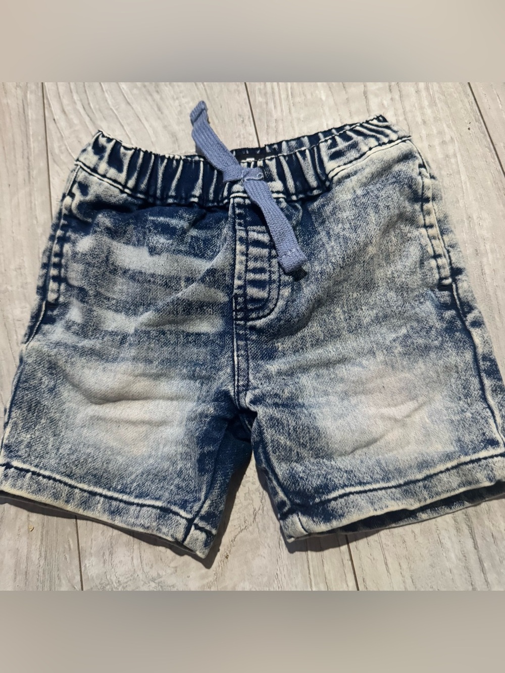 7 For All Mankind Kids Light Blue Washed Denim-Look Pull-On Shorts